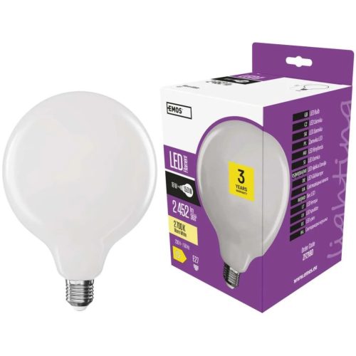 Emos E27 LED Filament, 18W, 2452lm, meleg fehér, nagy gömb, 150W izzó kiváltására